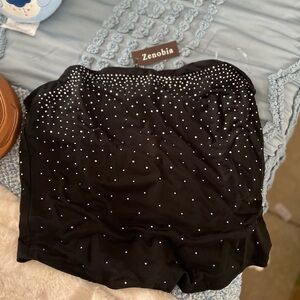 Zenobia Black Top with Silver rhinestones